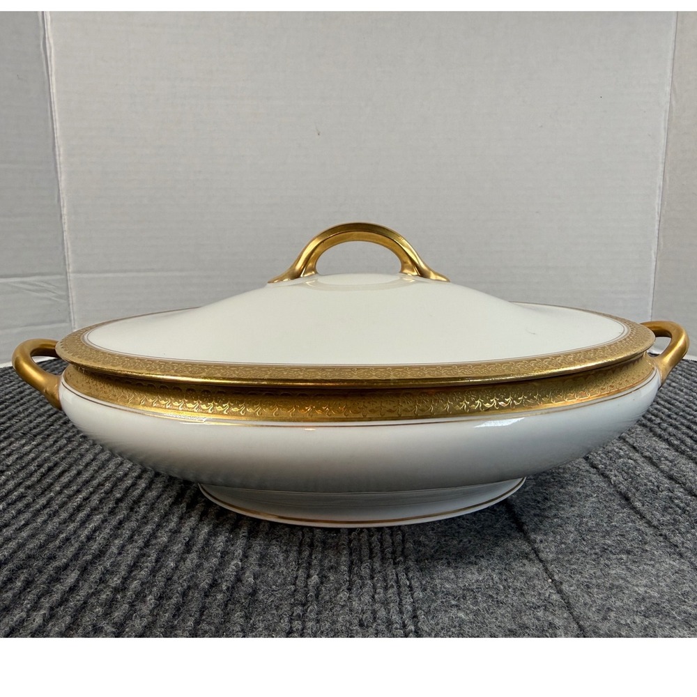 Charles Field Haviland Limoges France Gold Encrusted Covered Vegetable Tureen